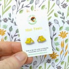 Camping Tent Earrings, Yellow Tent Studs, Silver Plated or Sterling Silver Backs