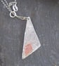 Triangle and leaf in textured sterling silver and etched copper - Image 1
