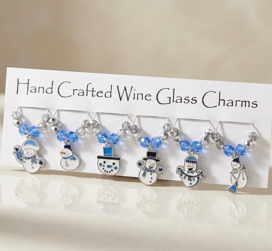 Festive Snowman Wine Glass Charms