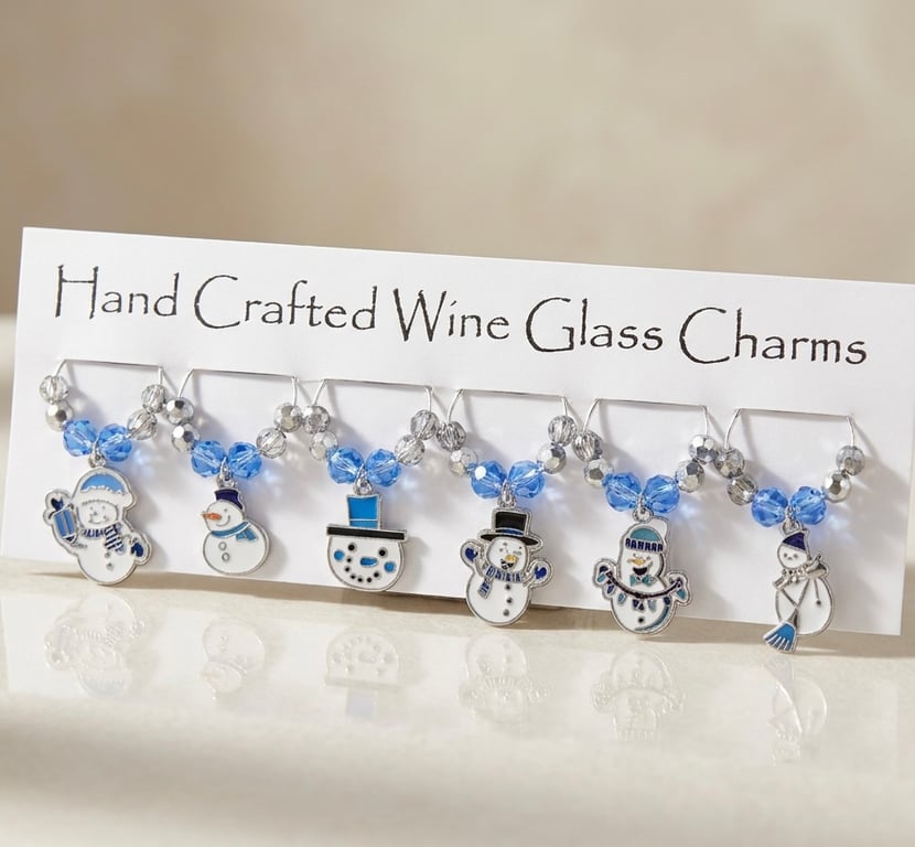 Festive Snowman Wine Glass Charms