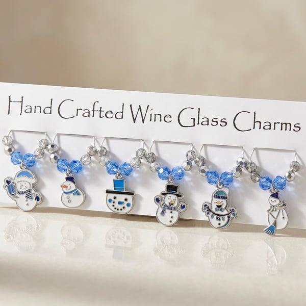 Festive Snowman Wine Glass Charms
