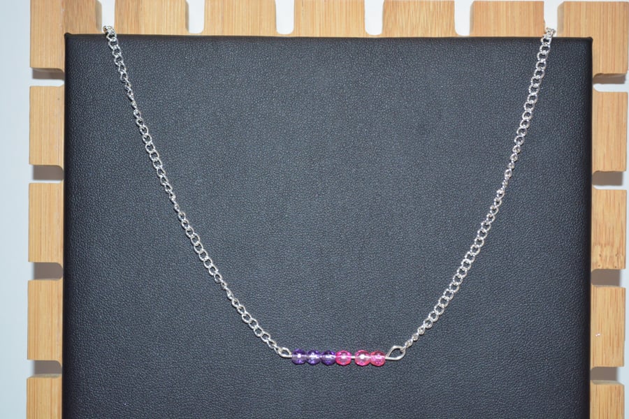 Pink and purple bar necklace