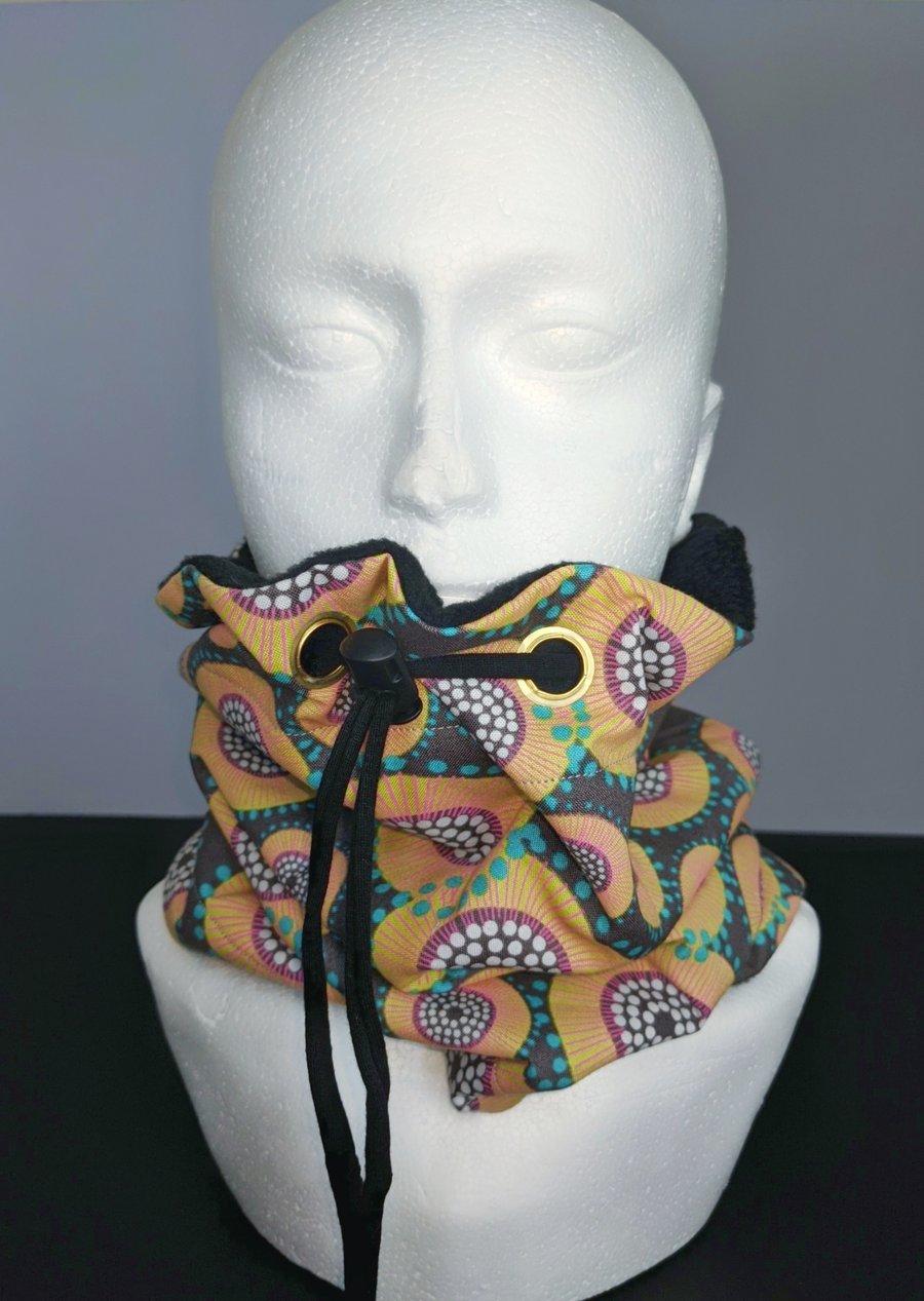 Retro Circle Print Fleece Lined Snood Neck Warmer