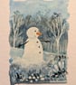 Bert - Original miniature. A5 Mounted. Snowman. Gouache. - Image 4