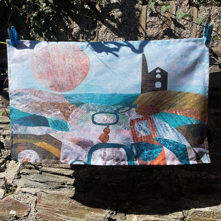 Tin Mine Cornwall Inspired Tea Towel
