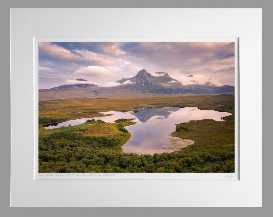 Ben Loyal & Lochan Hakel, Sutherland, Scotland - A3 (50x40cm) Unframed Print