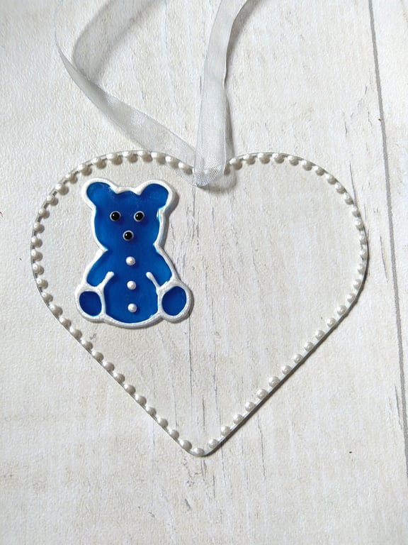 Baby boy, Teddy bear sun catcher. New baby gift. Baby boy gift. Christening gift