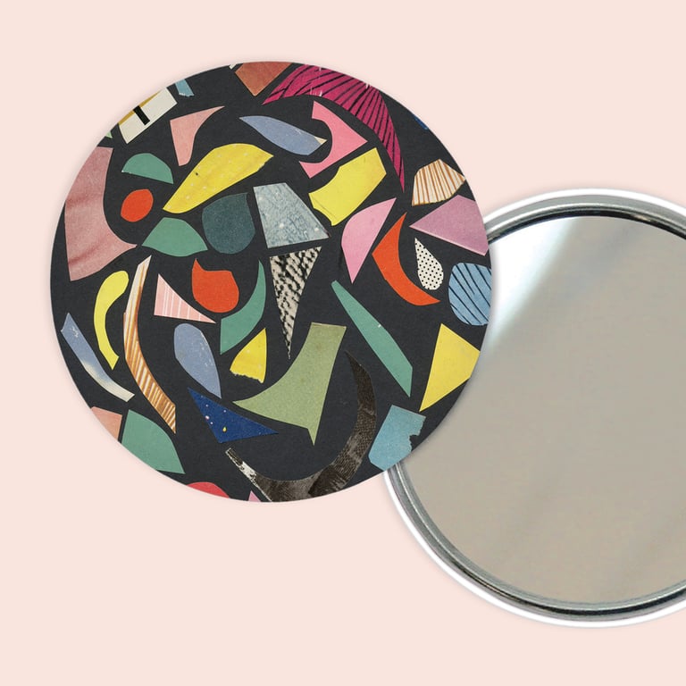 Abstract Pocket Mirror - Black Terrazzo