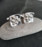 Square cufflinks, Recycled silver, Fathers day gift, Hallmarked mens jewellery - Image 6