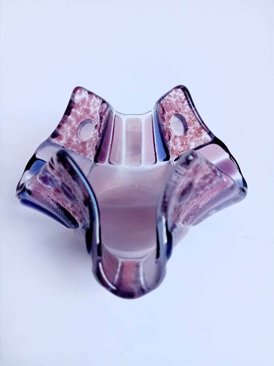 Purple Fused Glass Tealight Holder