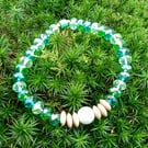 "Ozma" - Sparkly stretchy beaded bracelet - greens