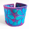 Textile Jewel Like Quilted Cuff with Free Machine Embroidery 