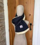 Harris Tweed Scarf  Blue Black Herringbone Fleeced Lined  - Image 2