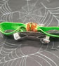 Green Spider Web Hair Bow: Silver Spider Charm Barrette - Image 4