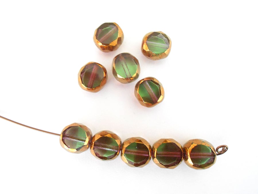 10 Czech Glass Table Cut Faceted Olive Beads