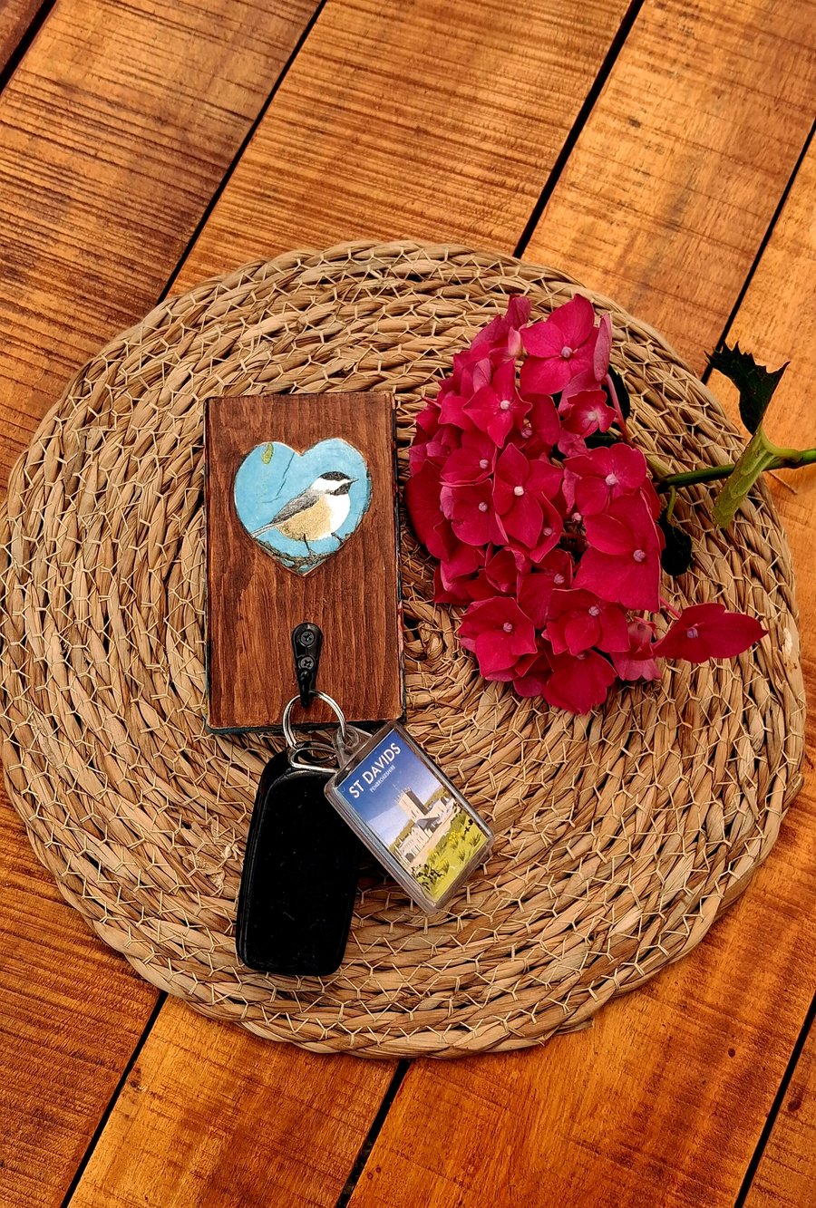 Wooden Key Jewellery Hanger Blossom Bird