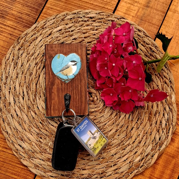 Wooden Key Jewellery Hanger Blossom Bird