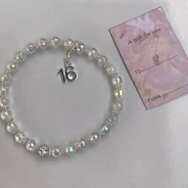 16th ab crystal beaded milestone bracelet gift for ladies 