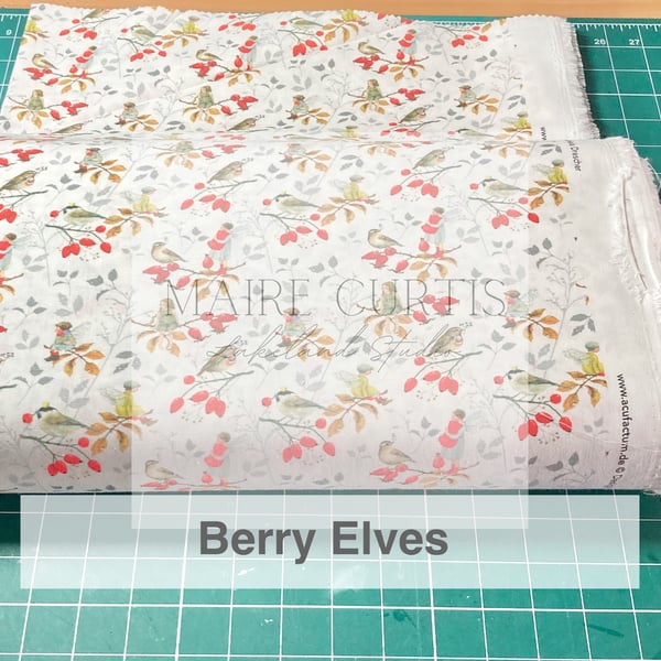 Berry Elves cotton quilt fabrics from quarter metre
