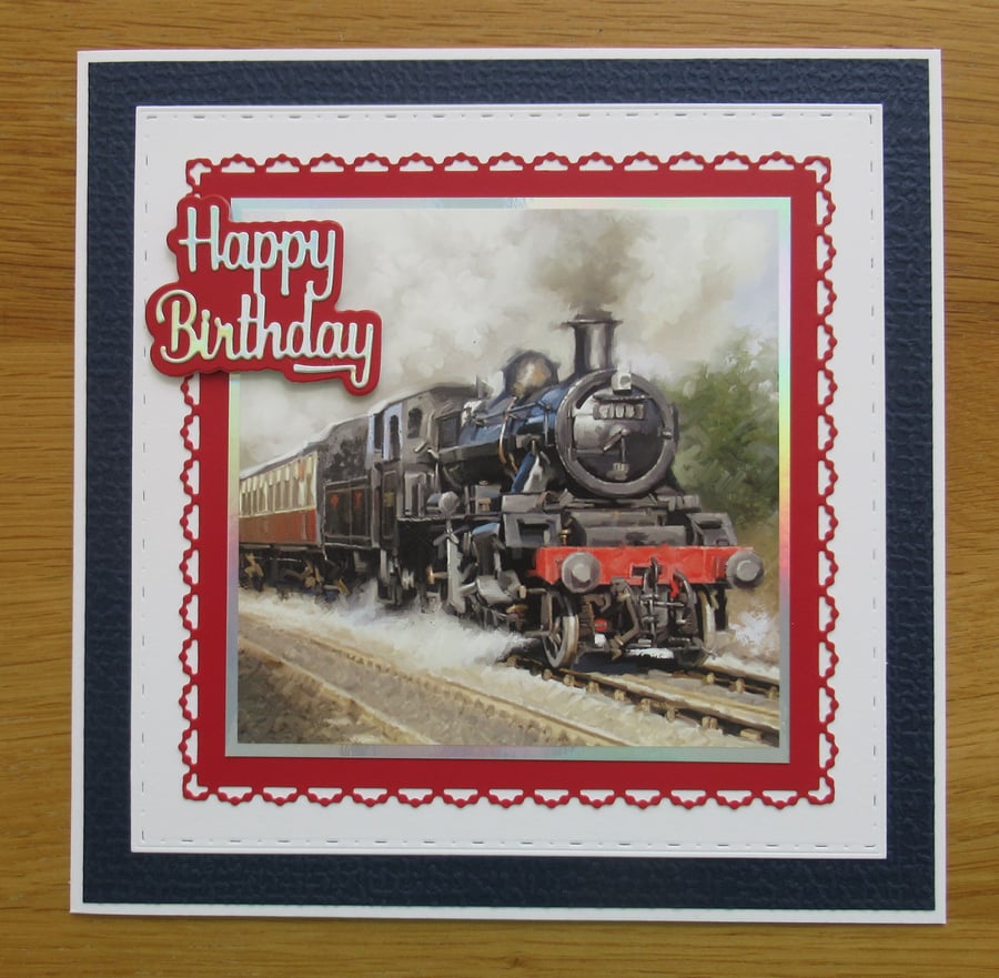 Steam Train - Large Birthday Card (19x19cm)