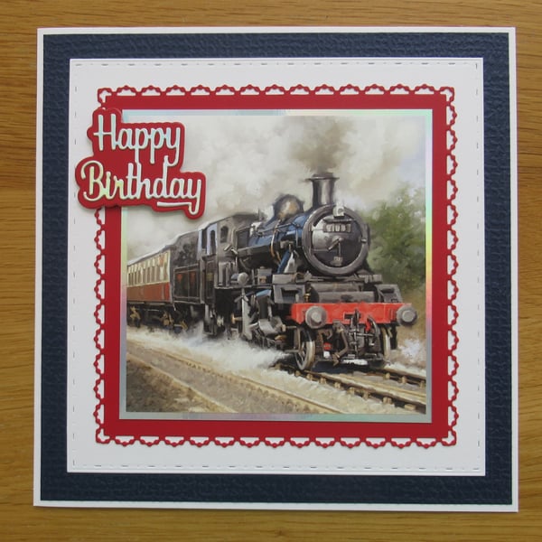Steam Train - Large Birthday Card (19x19cm)