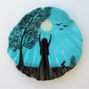 Moon Painting on Shell, Girl Moon Trees Rabbit, Daughter Gift, Moon Shell Art