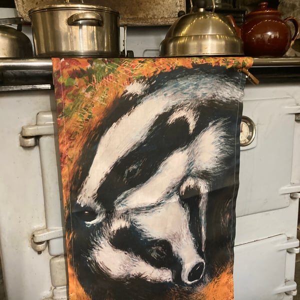 Resting Badgers Tea Towel