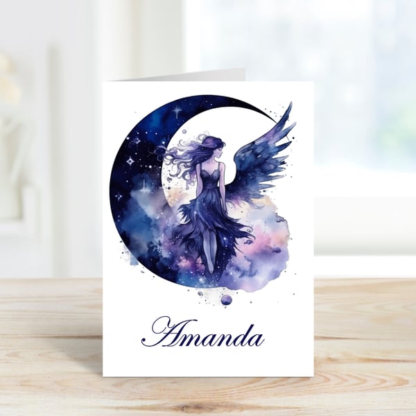 Personalised Celestial Fairy Greeting Card. Design 5
