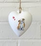 Bulldog Ceramic Heart Bauble