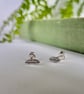 Mini leaf sterling silver stud earrings with leaf printed detail