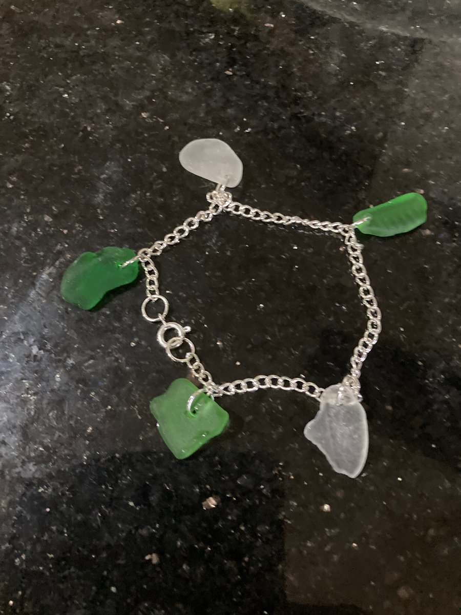 Silver plate and seaglass bracelet