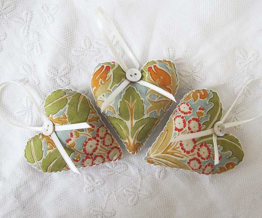 SET OF 3 CHARLES VOYSEY LAVENDER BAGS - HEART SHAPED