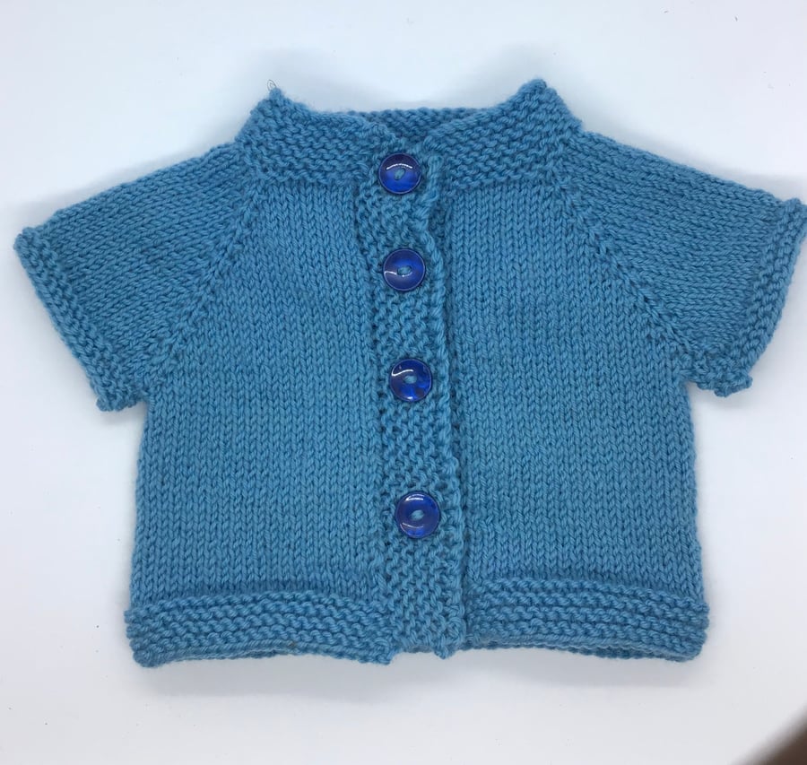 Baby Cardigan Blue Hand Knit