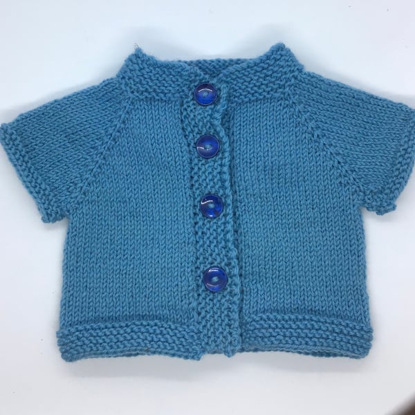 Baby Cardigan Blue Hand Knit