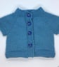 Baby Cardigan Blue Hand Knit - Image 1