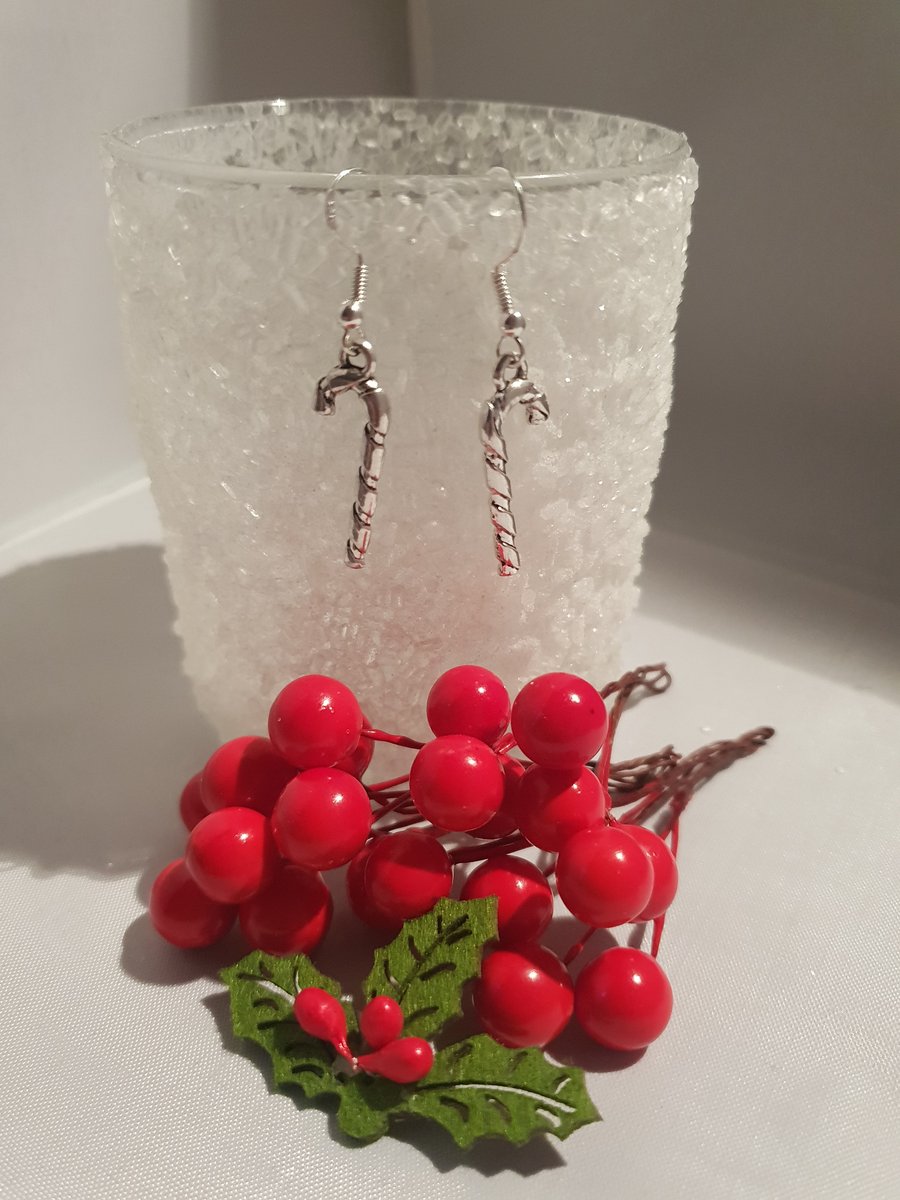 Christmas candy cane earrings 