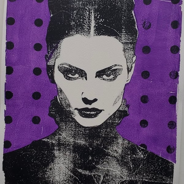 Polka dot Monoprint photo transfer handmade 