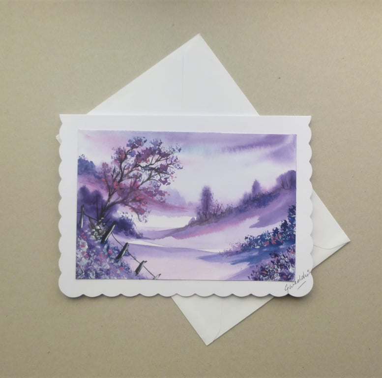 hand painted fantasy lanscape blank card ( ref F 669 D1 )