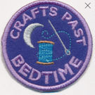 “Crafts Past Bedtime” Embroidered Patch Moon & Thread Sewing Badge for Crafter