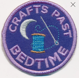 “Crafts Past Bedtime” Embroidered Patch Moon & Thread Sewing Badge for Crafter