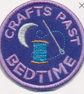 “Crafts Past Bedtime” Embroidered Patch Moon & Thread Sewing Badge for Crafter