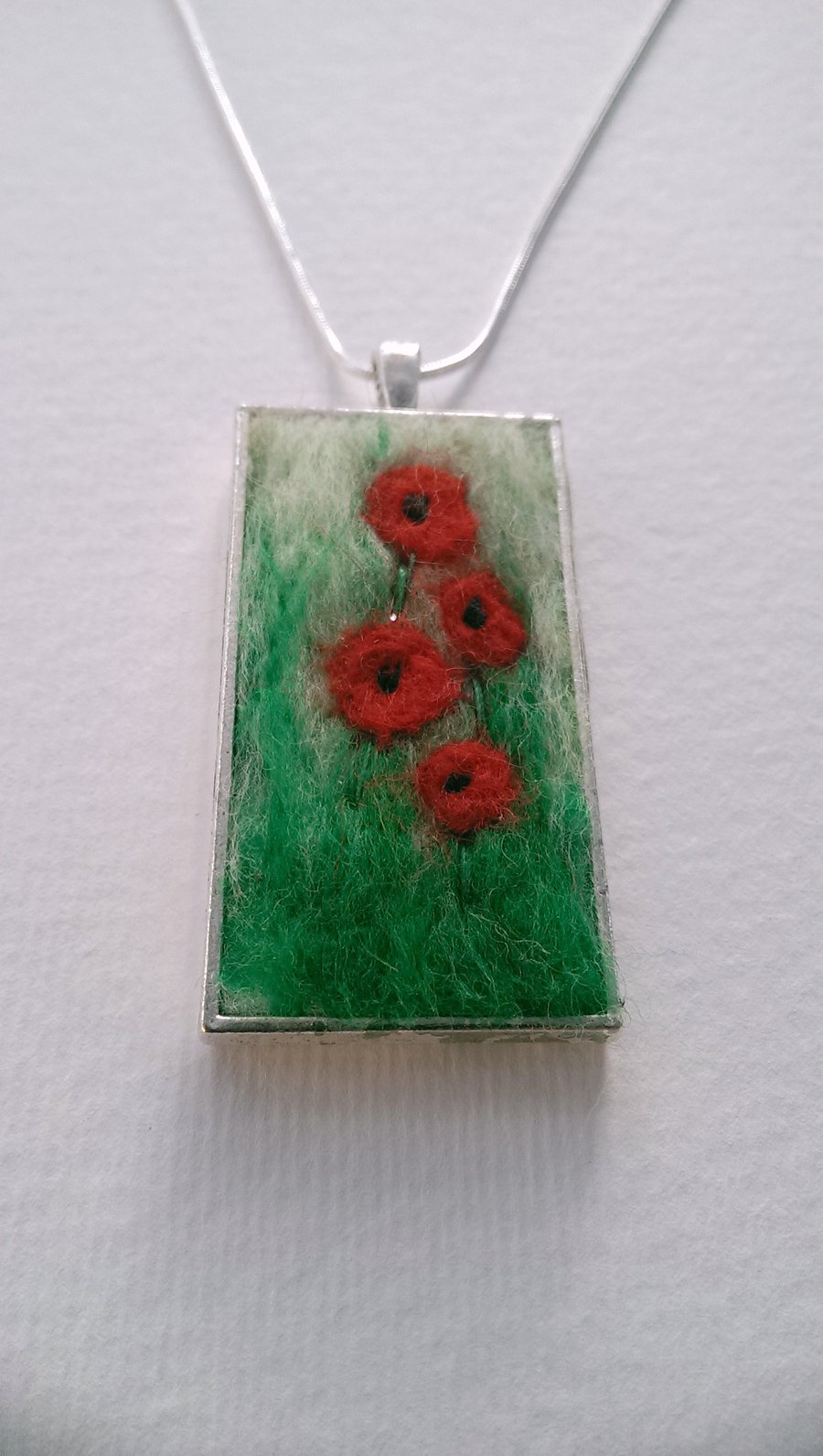Needle Felted Poppy Field Pendant