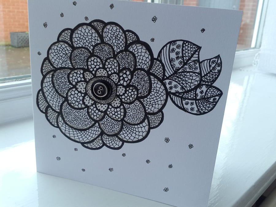 Open dramatic flower card