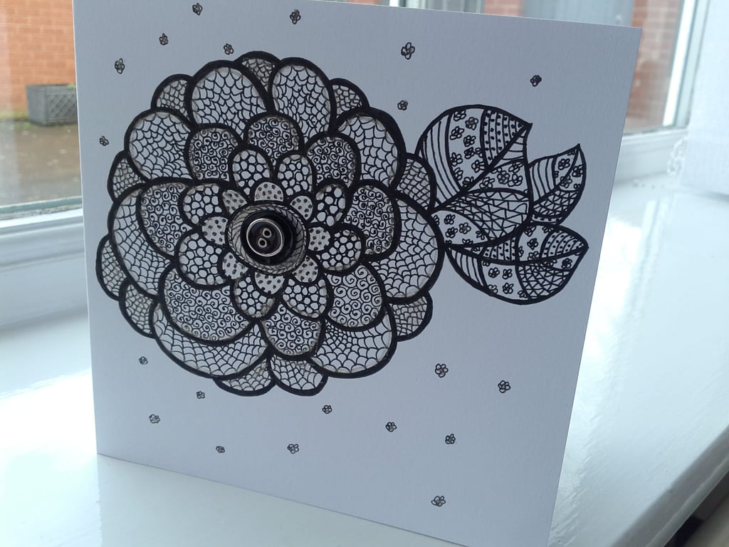 Open dramatic flower card