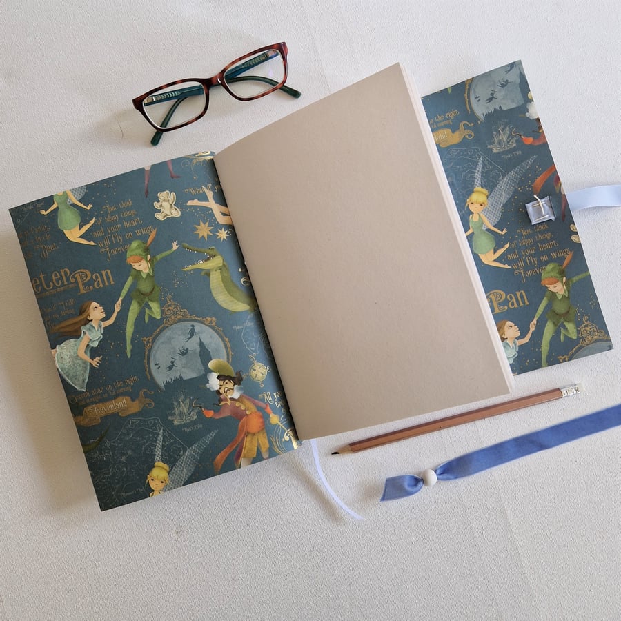 Peter Pan Journal, New Baby Gift, Pale Blue Leather, A5