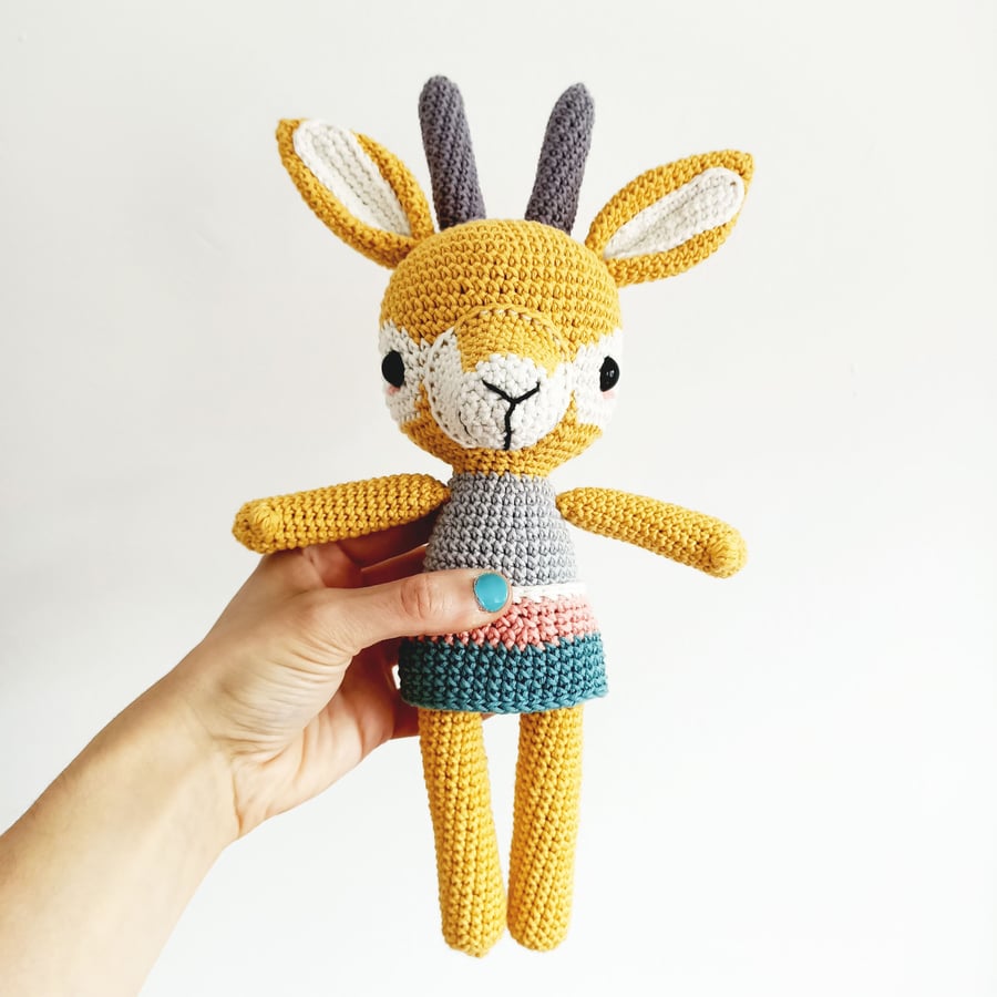 Soft Stuffed Gazelle Toy, Crochet Animal, Audrey Gazelle