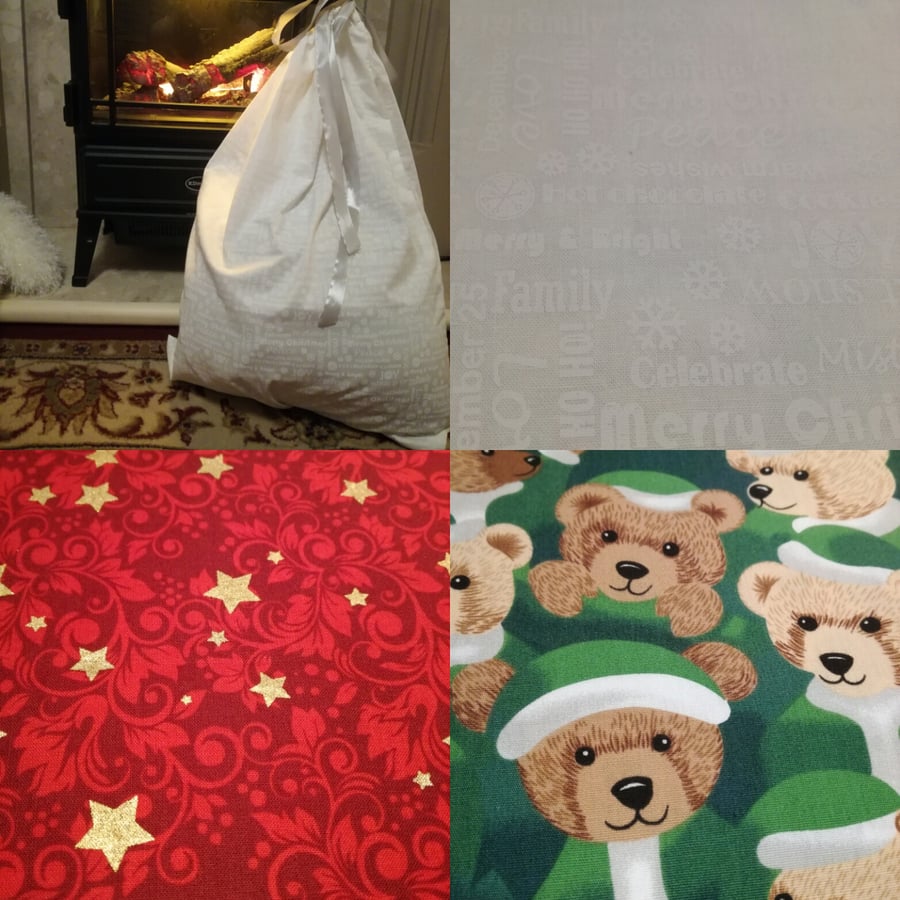 Large reusable cotton Christmas gift bag 