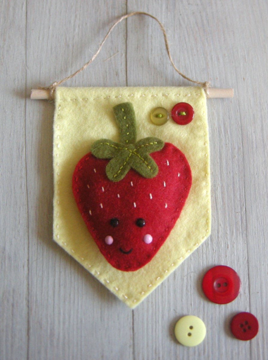 Sewing kit - Craft kit Make a strawberry banner