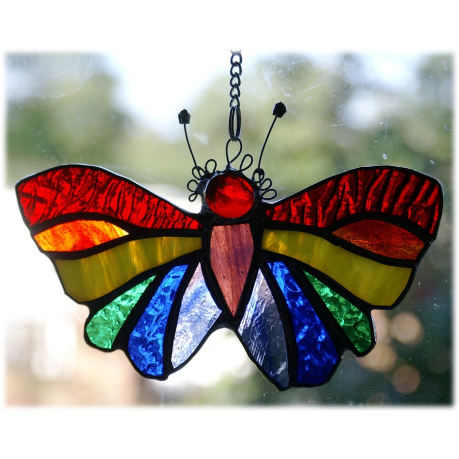 Butterfly Suncatcher Rainbow Stained Glass Handmade 