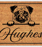 Pug Door Mat - Personalised Pug Welcome Mat - 3 Sizes